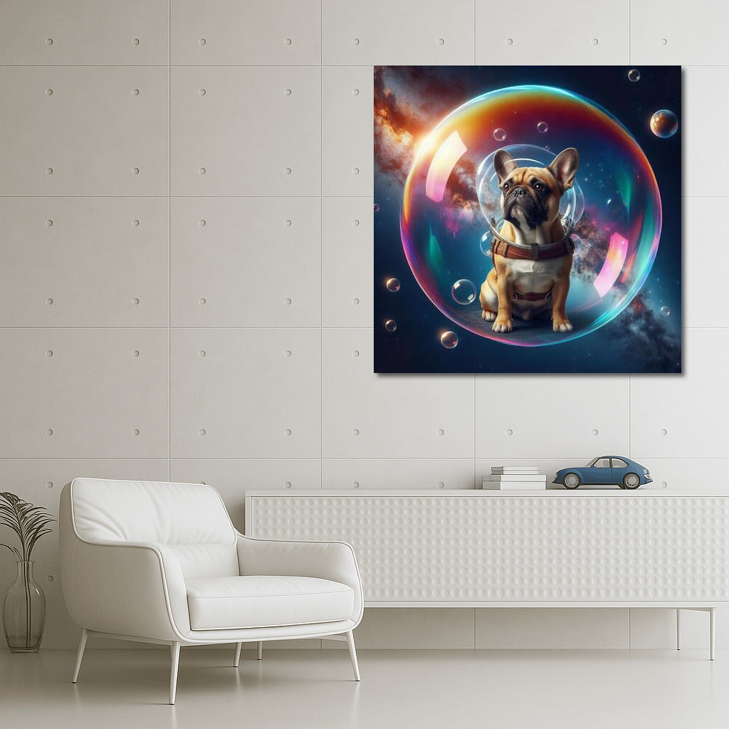 French Bulldog's Space Journey in a Soap Bubble