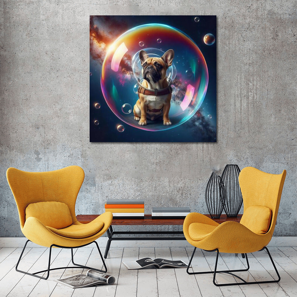 French Bulldog's Space Journey in a Soap Bubble