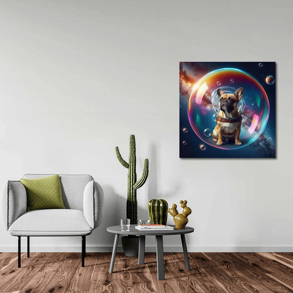 French Bulldog's Space Journey in a Soap Bubble