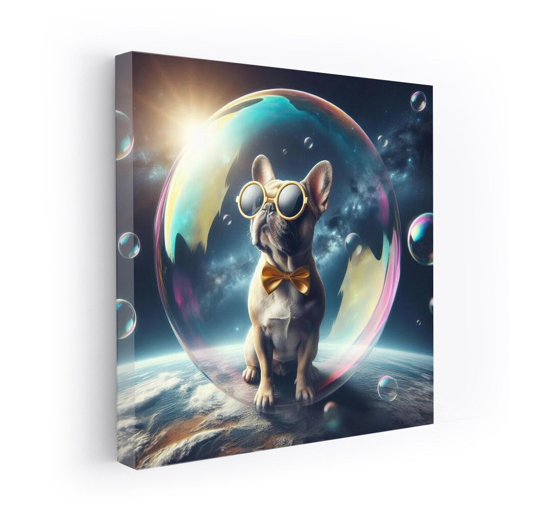 French Bulldog's Space Journey in a Soap Bubble