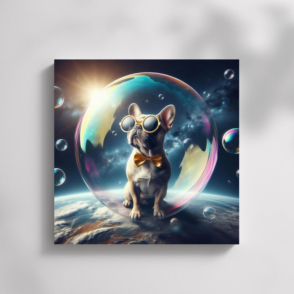 French Bulldog's Space Journey in a Soap Bubble