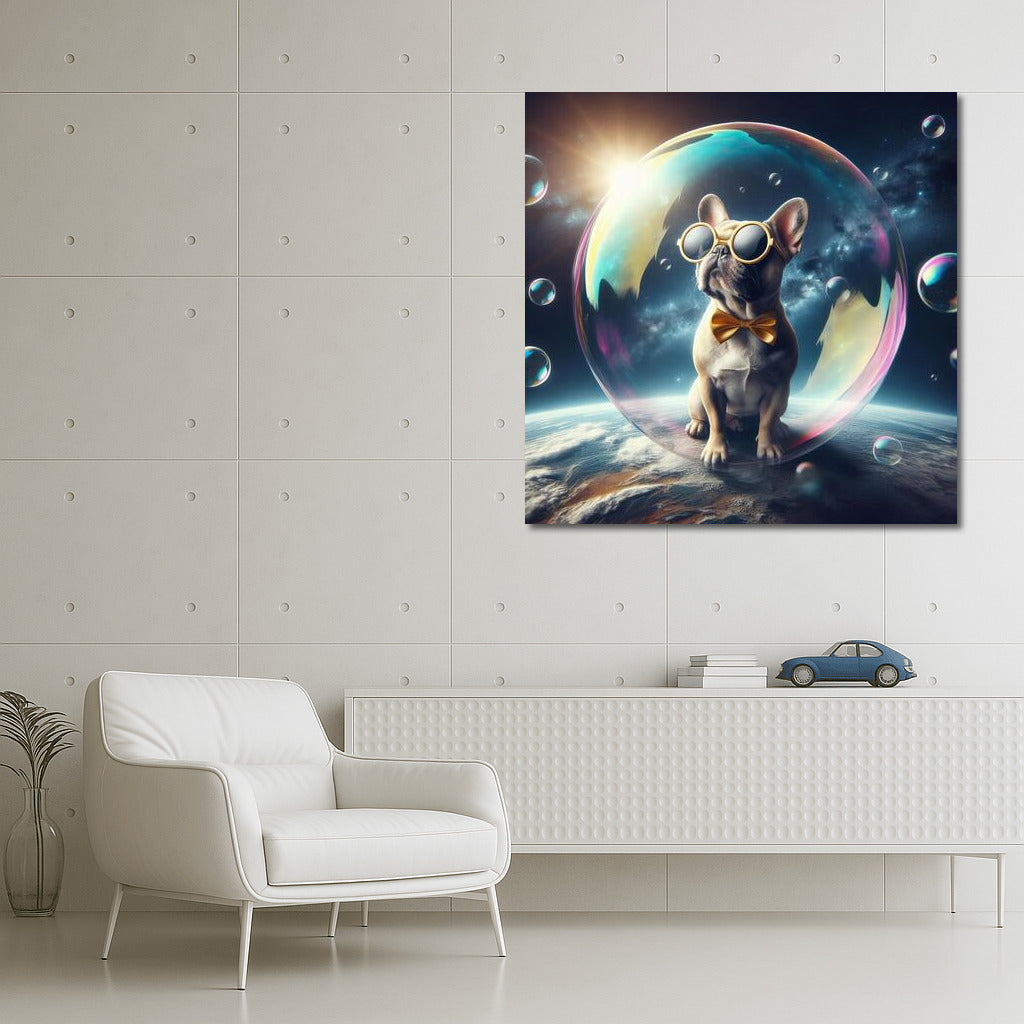 French Bulldog's Space Journey in a Soap Bubble
