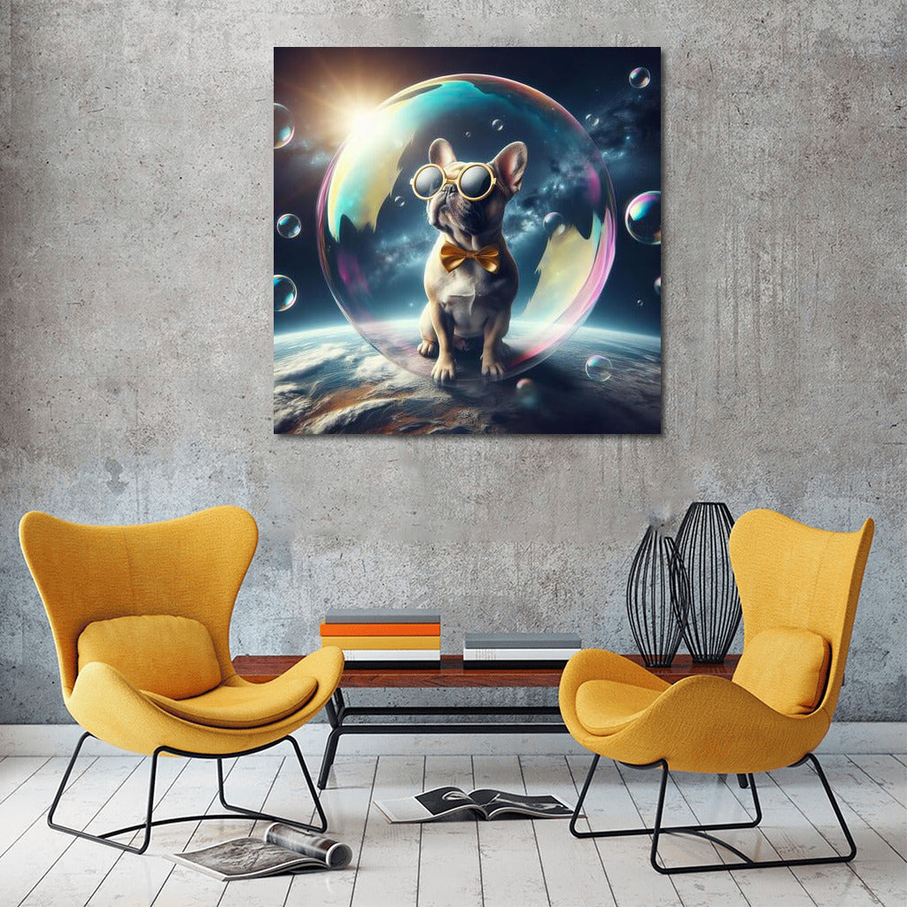 French Bulldog's Space Journey in a Soap Bubble