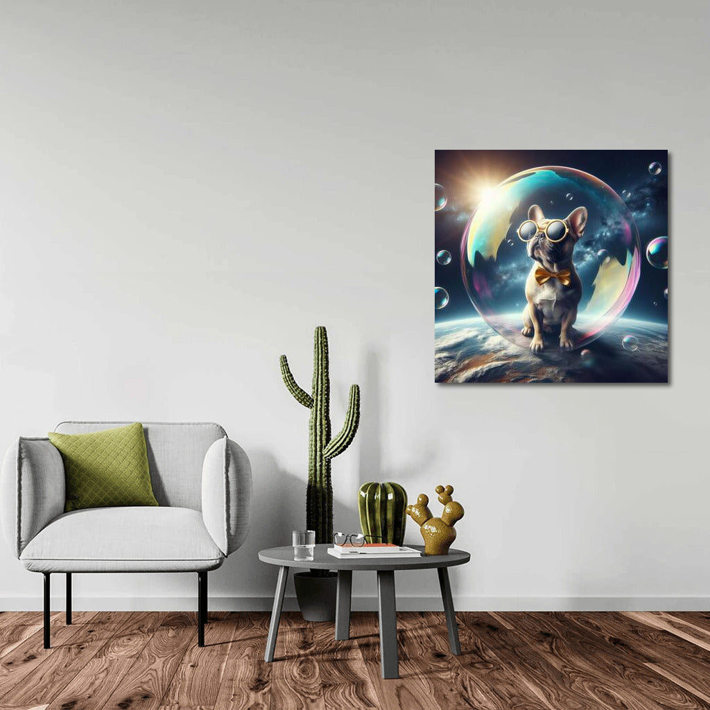 French Bulldog's Space Journey in a Soap Bubble
