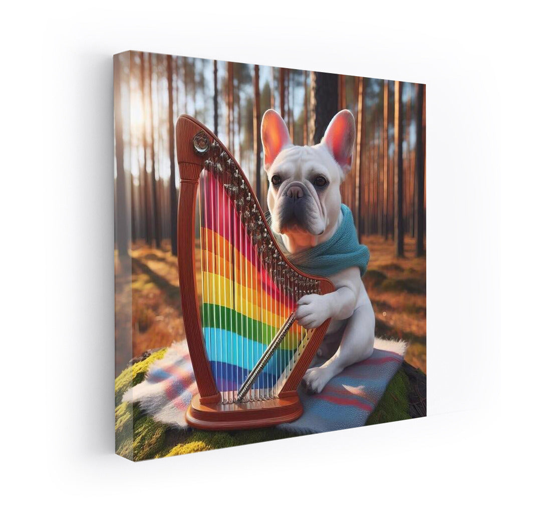 French Bulldog and Rainbow Harp: Music of Life