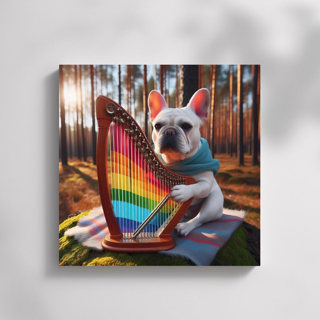 French Bulldog and Rainbow Harp: Music of Life