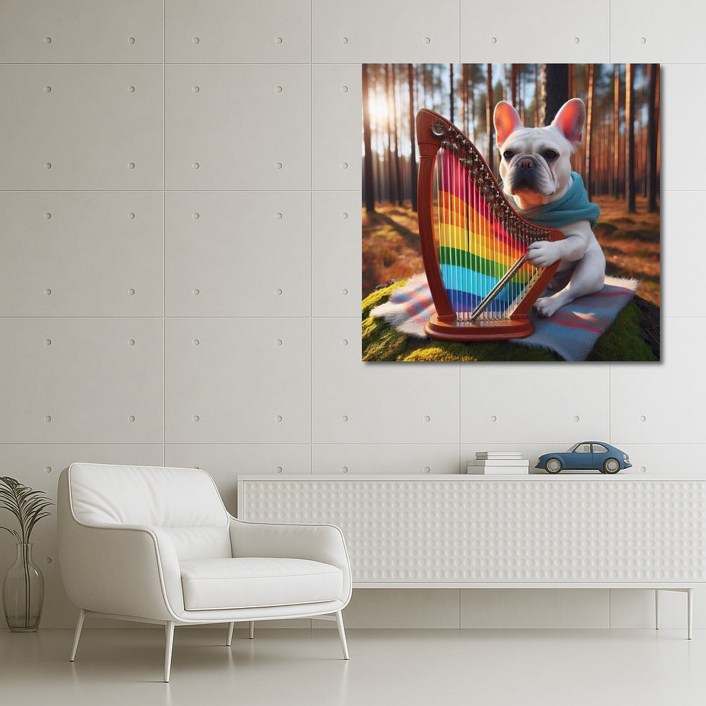 French Bulldog and Rainbow Harp: Music of Life