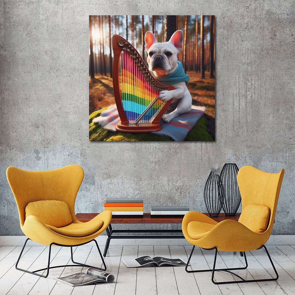 French Bulldog and Rainbow Harp: Music of Life