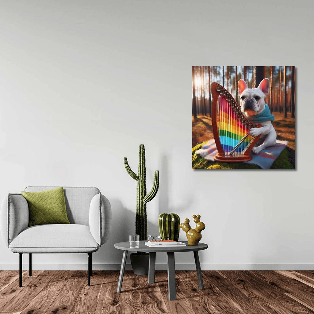 French Bulldog and Rainbow Harp: Music of Life