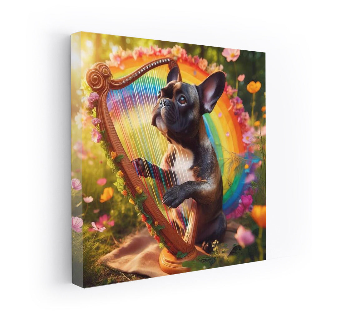 French Bulldog and Rainbow Harp: Music That Brings Nature to Life