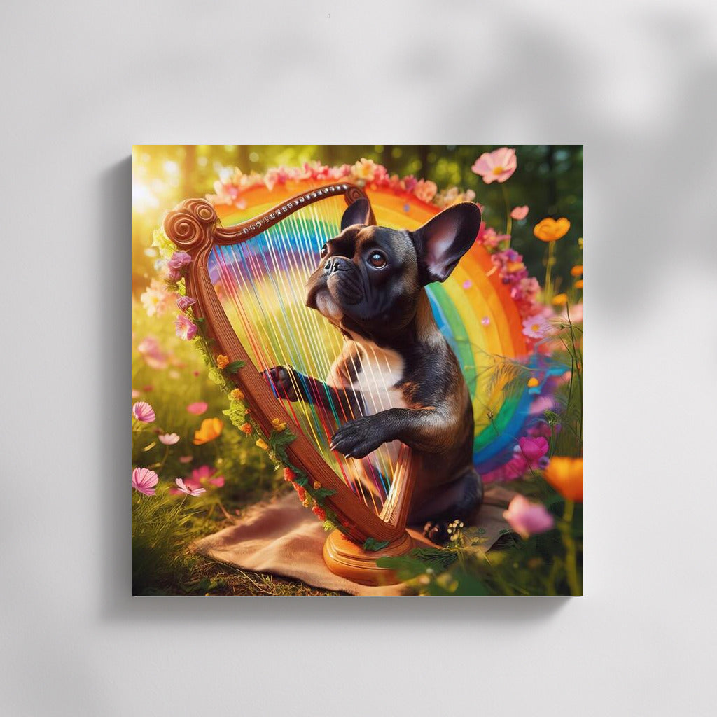 French Bulldog and Rainbow Harp: Music That Brings Nature to Life