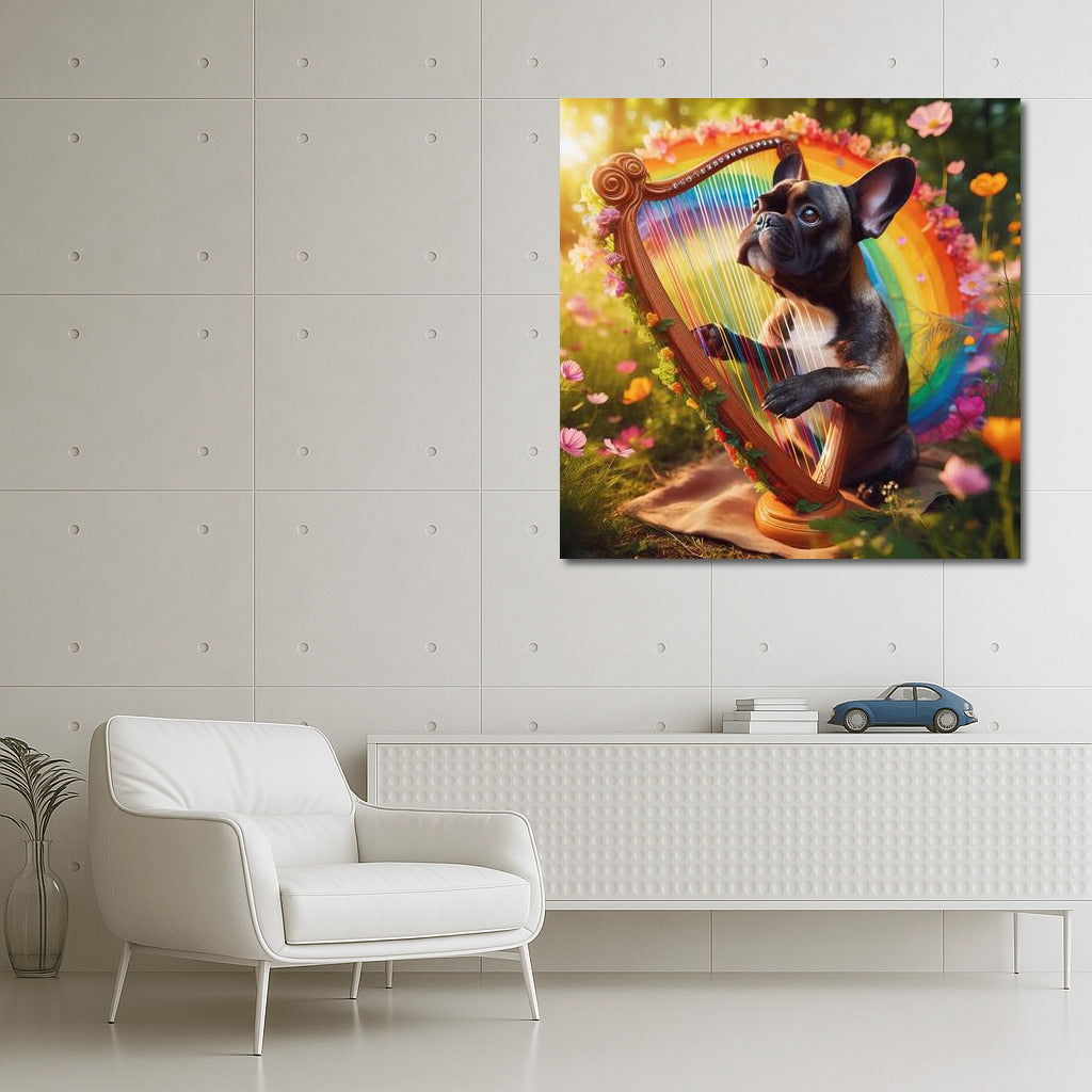 French Bulldog and Rainbow Harp: Music That Brings Nature to Life