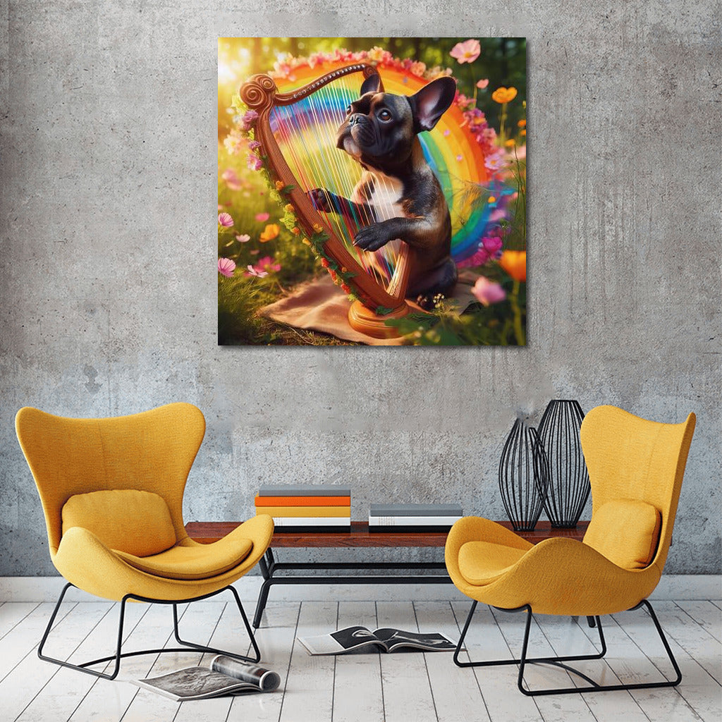 French Bulldog and Rainbow Harp: Music That Brings Nature to Life