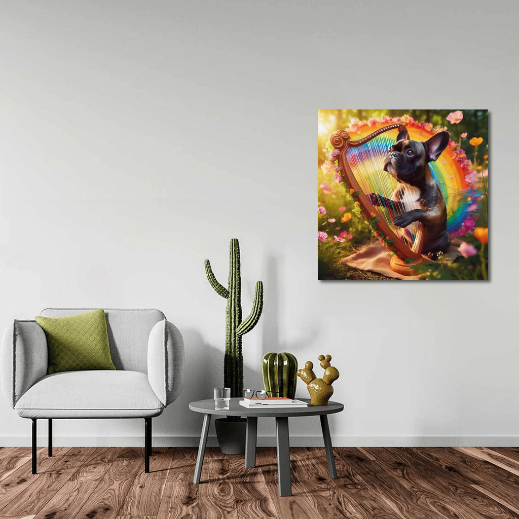 French Bulldog and Rainbow Harp: Music That Brings Nature to Life