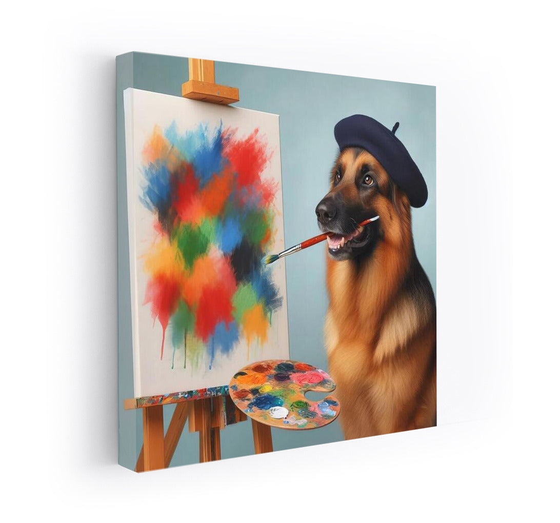 Paw Masterpieces: German Shepherd Artist 2 with Brush and Palette