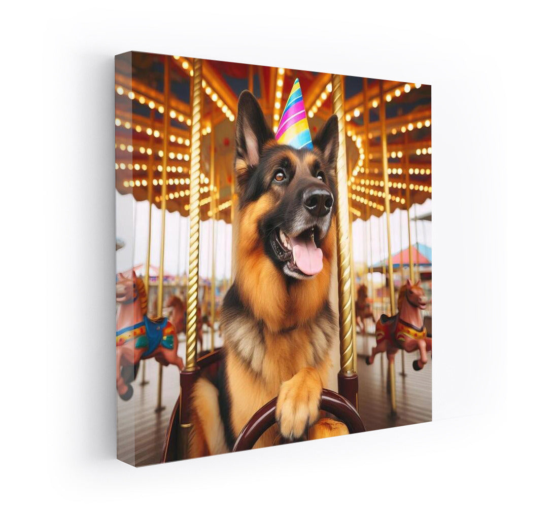 German Shepherd on the Carousel: Carnival Magic