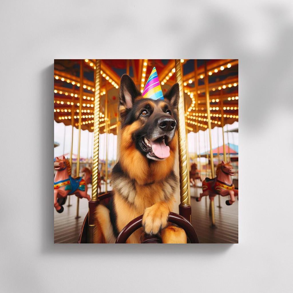 German Shepherd on the Carousel: Carnival Magic