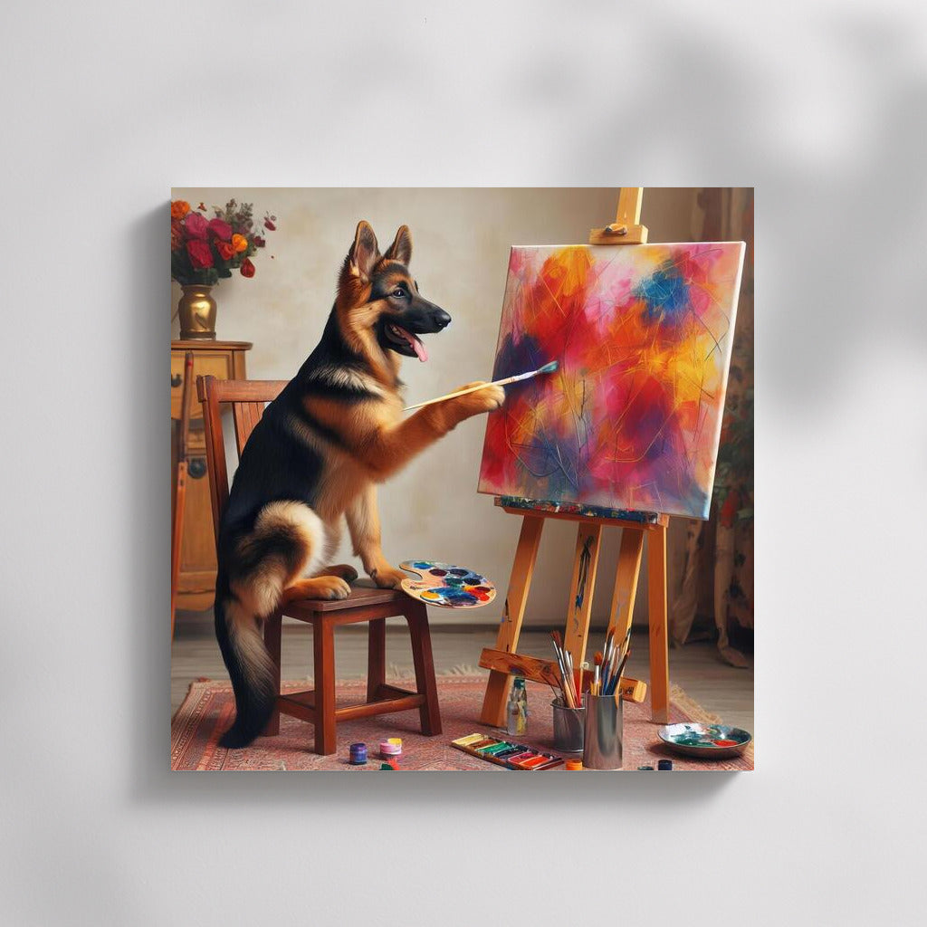 Creative German Shepherd: Painting on Canvas