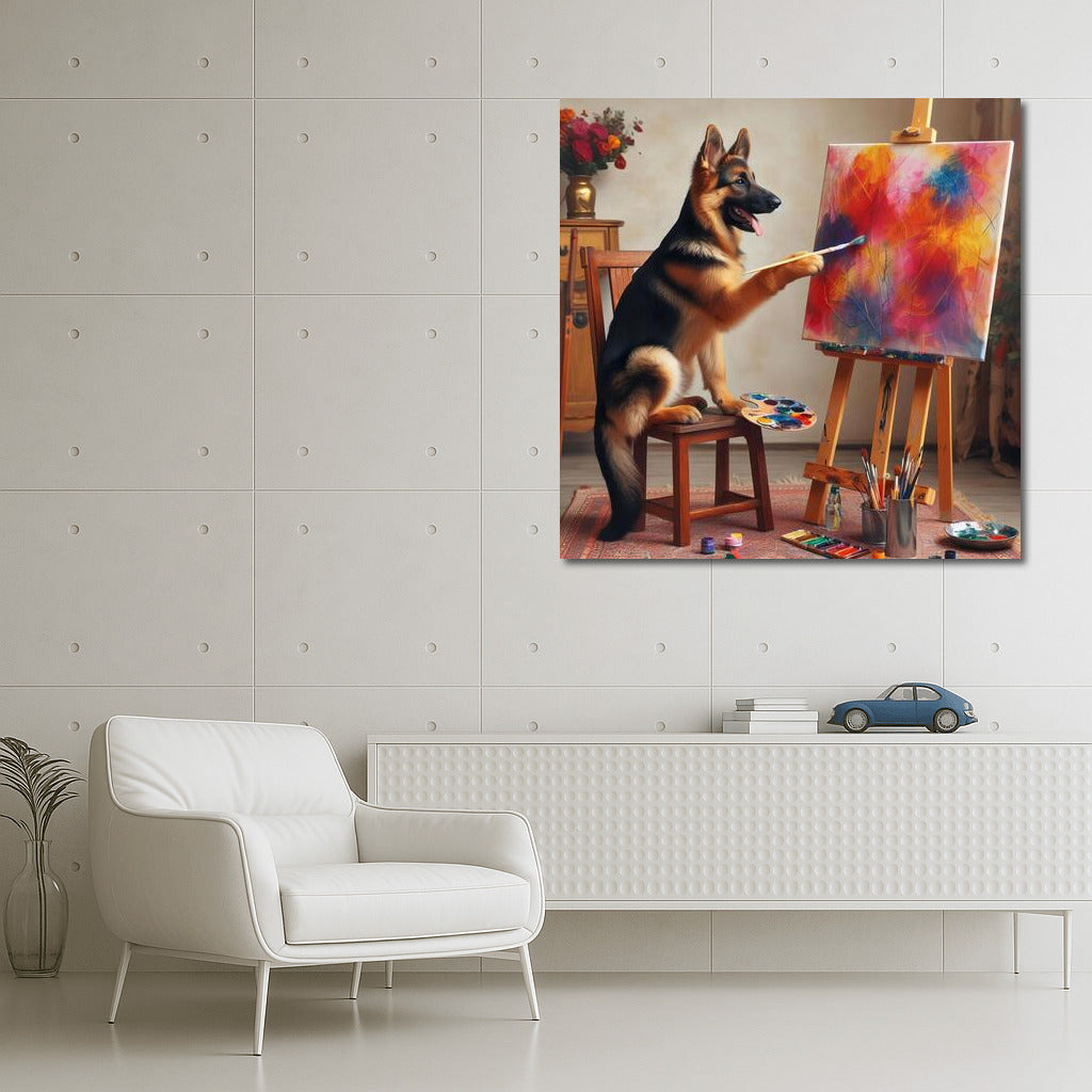 Creative German Shepherd: Painting on Canvas
