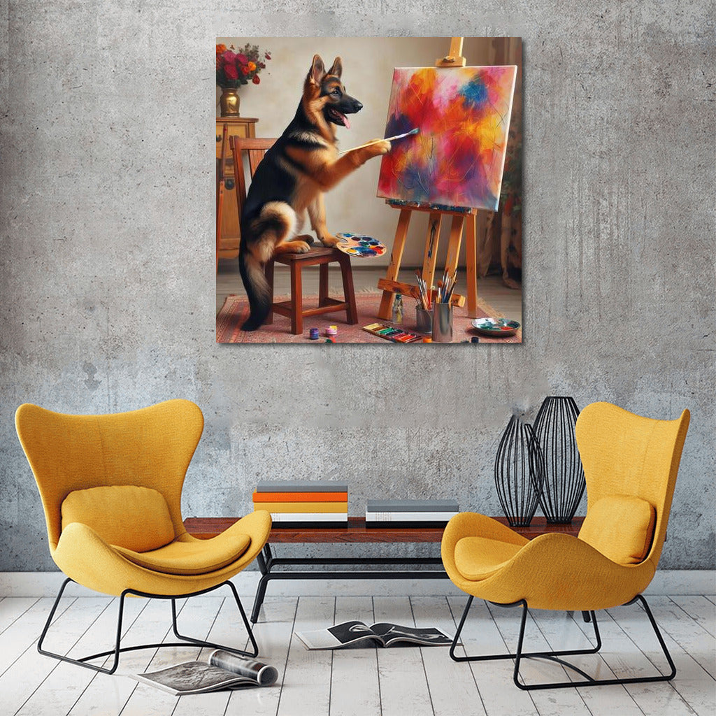 Creative German Shepherd: Painting on Canvas