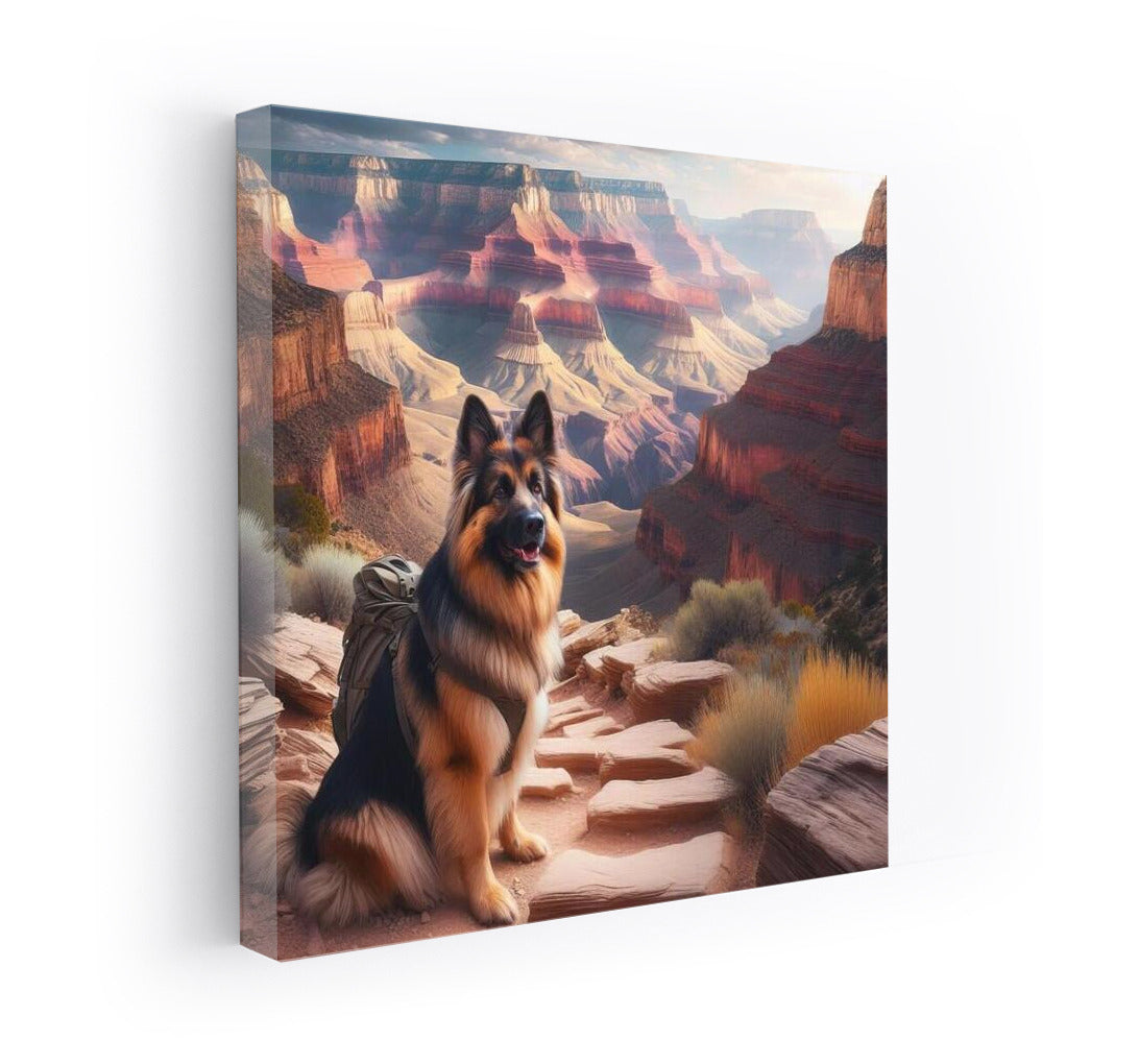 Grand Canyon Hero: German Shepherd Against Bright Rocks