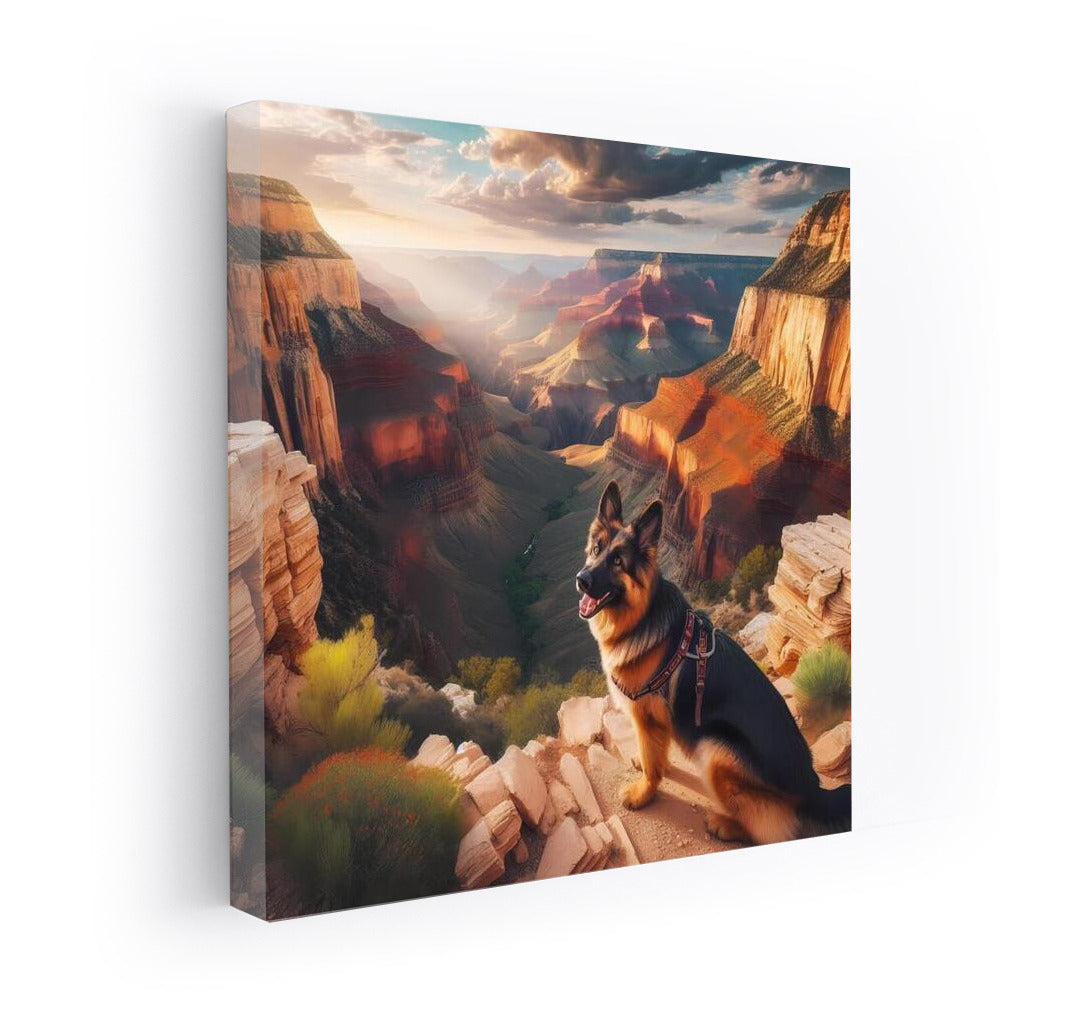 German Shepherd Trekking the Grand Canyon: Multicolored Rocks and Adventures
