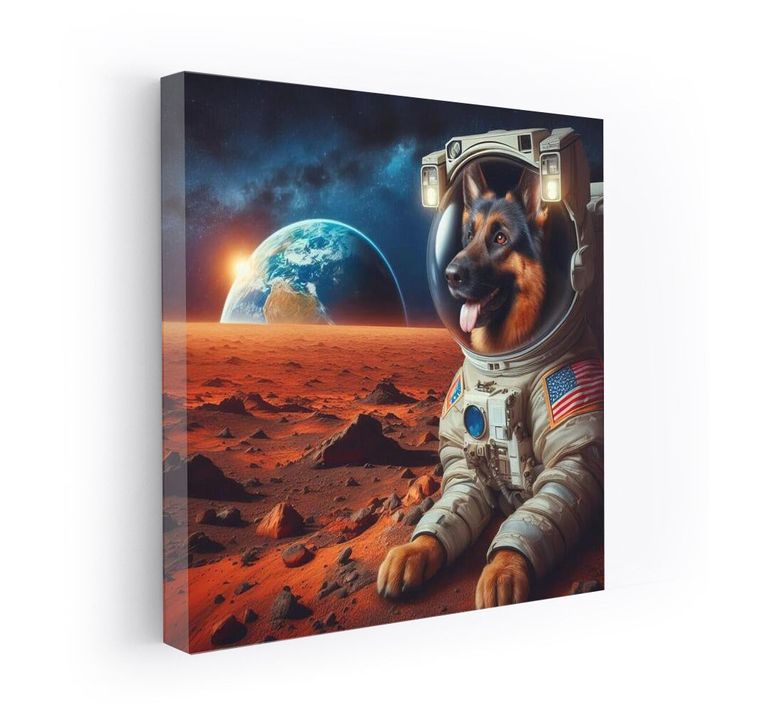 Space Odyssey: German Shepherd in a Spacesuit on Mars