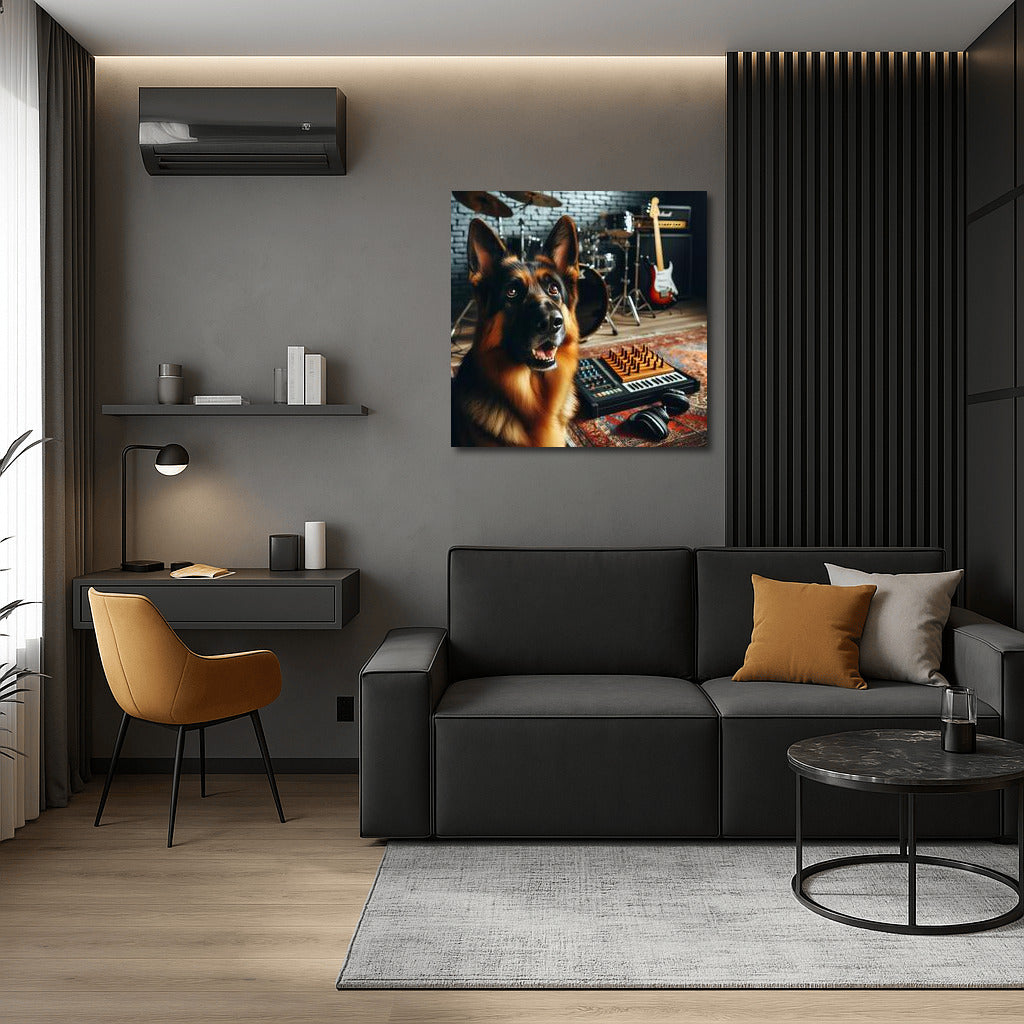 Music Studio with a German Shepherd: Harmony of Sounds and Devotion
