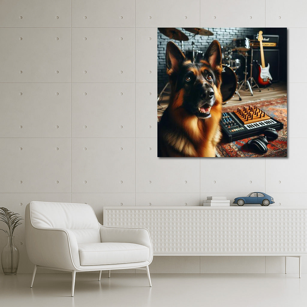Music Studio with a German Shepherd: Harmony of Sounds and Devotion