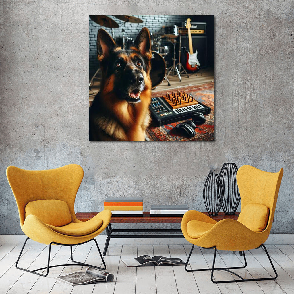 Music Studio with a German Shepherd: Harmony of Sounds and Devotion