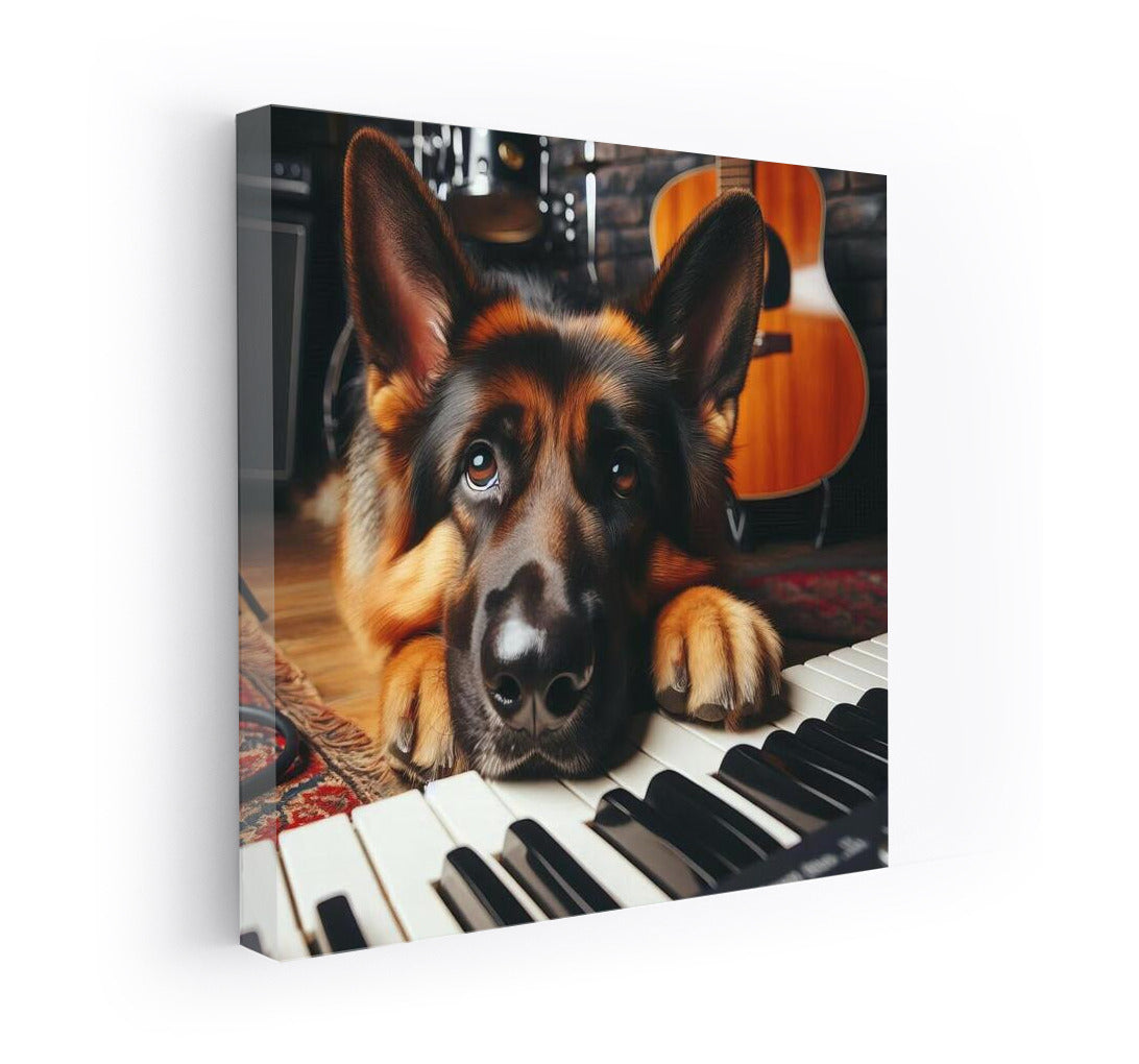 German Shepherd in the Music Studio: Harmony of Sounds and Barking