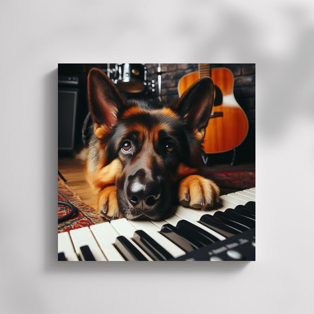 German Shepherd in the Music Studio: Harmony of Sounds and Barking