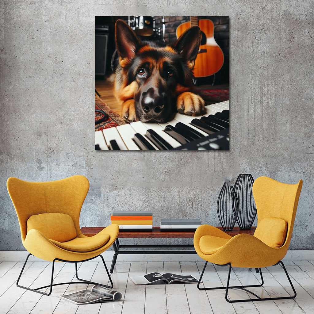 German Shepherd in the Music Studio: Harmony of Sounds and Barking