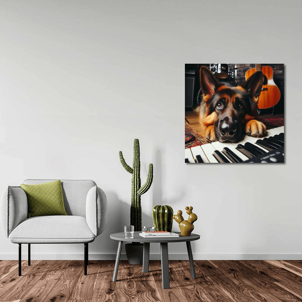 German Shepherd in the Music Studio: Harmony of Sounds and Barking