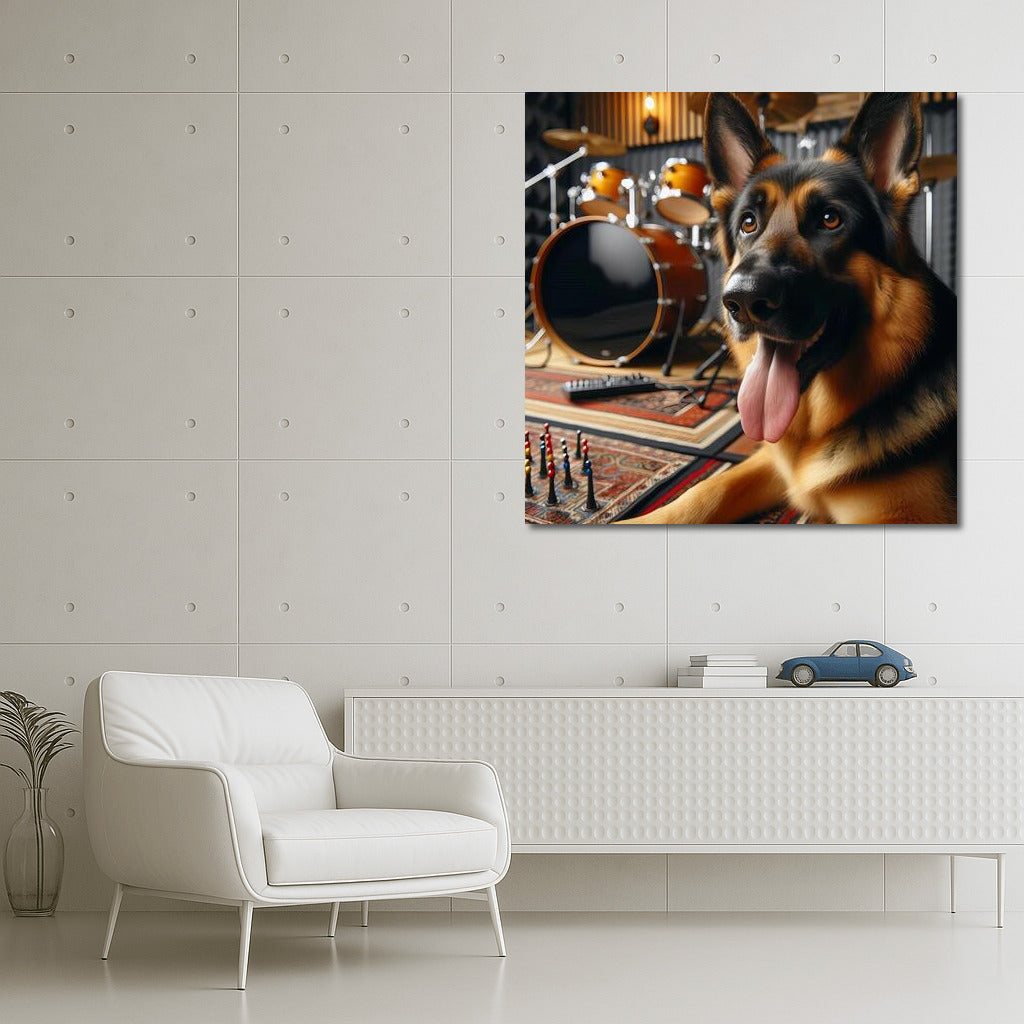 German Shepherd in a Music Studio: Music and Barking