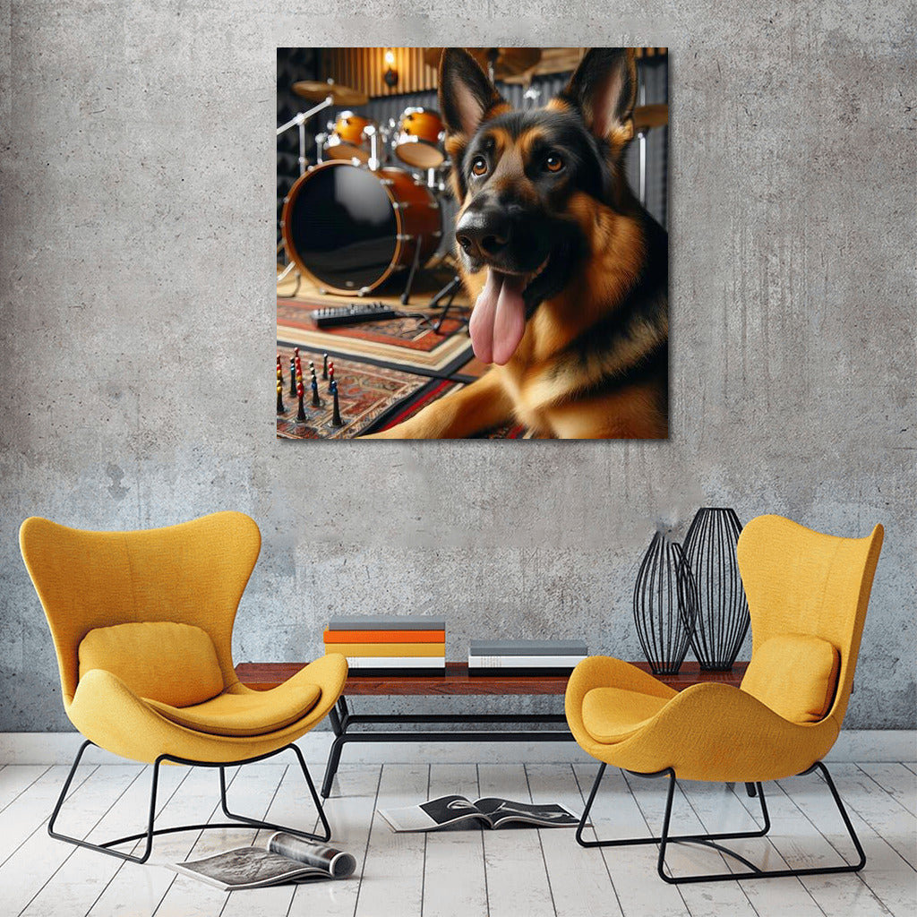 German Shepherd in a Music Studio: Music and Barking