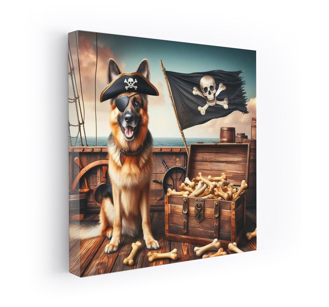 Pirate German Shepherd on Deck: Treasure from Bones