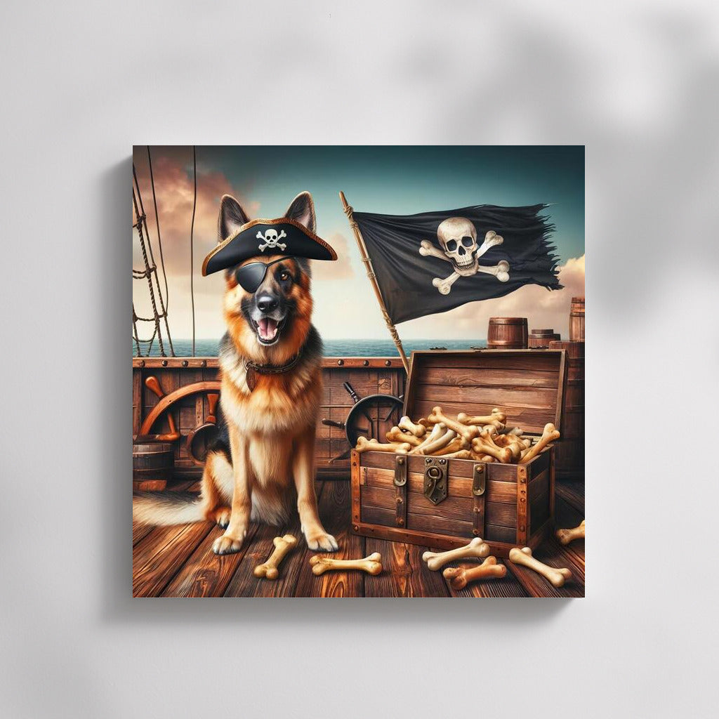 Pirate German Shepherd on Deck: Treasure from Bones