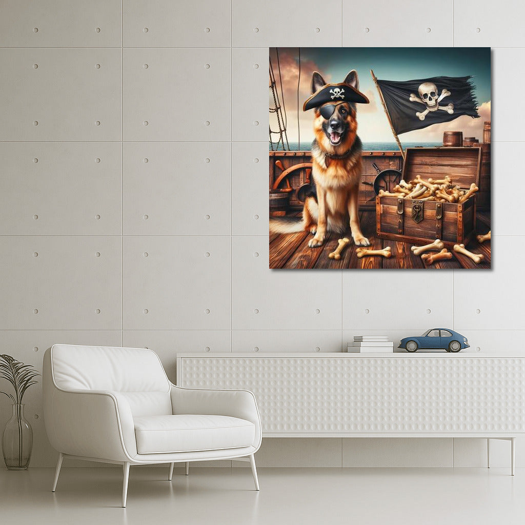 Pirate German Shepherd on Deck: Treasure from Bones