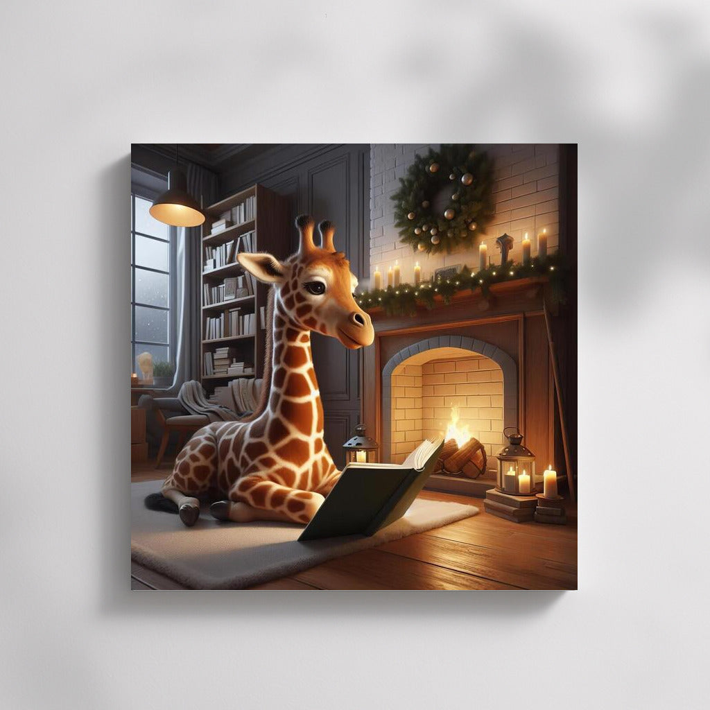 Giraffe by the Fireplace: Reading in a Cozy Corner