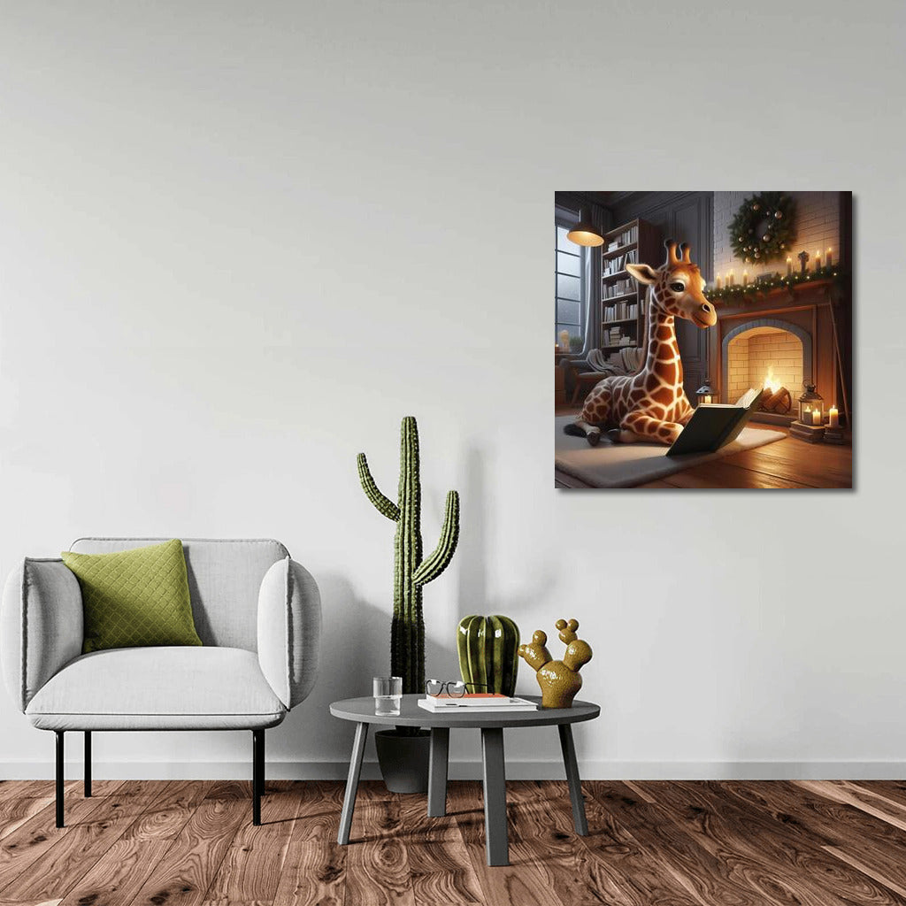 Giraffe by the Fireplace: Reading in a Cozy Corner