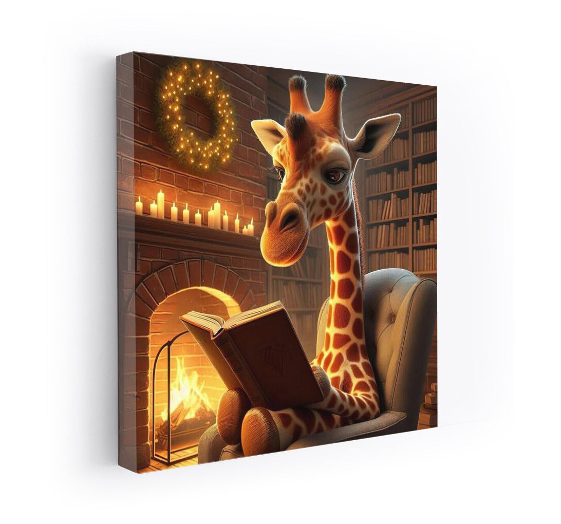 Evening Reader: Giraffe by the Fireplace