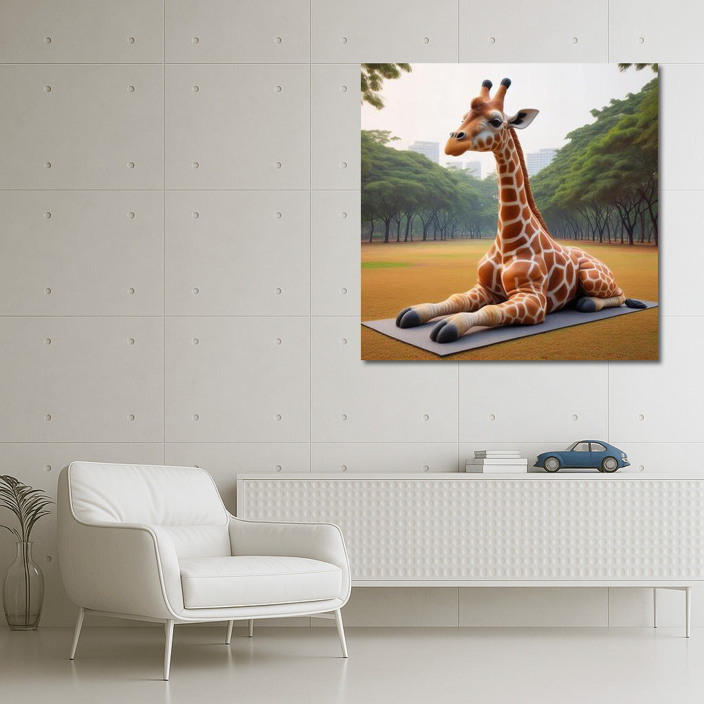 Yoga Giraffe in the Park: Harmony and Smile for Your Home