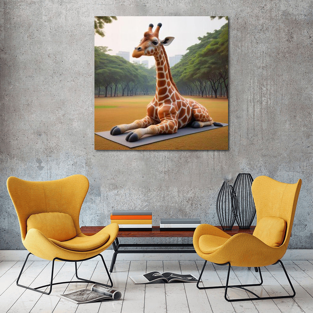 Yoga Giraffe in the Park: Harmony and Smile for Your Home