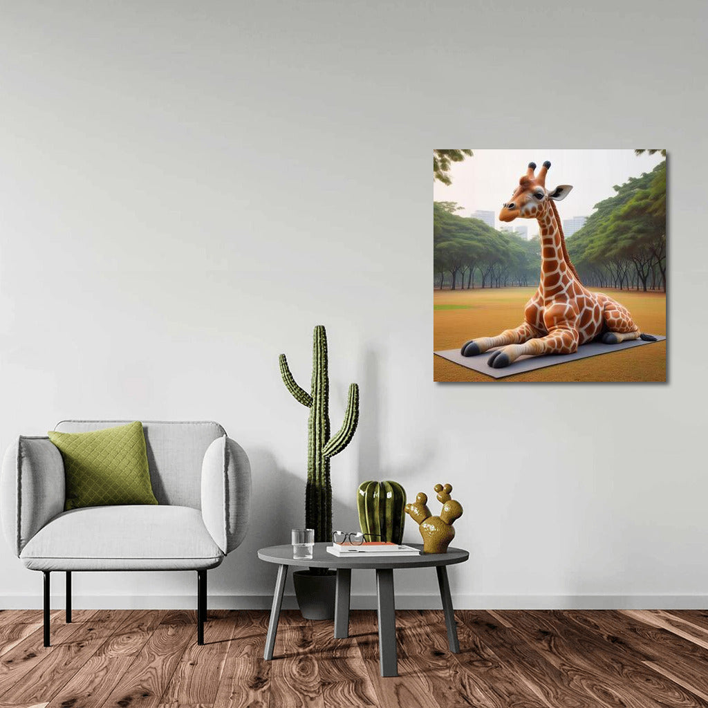 Yoga Giraffe in the Park: Harmony and Smile for Your Home