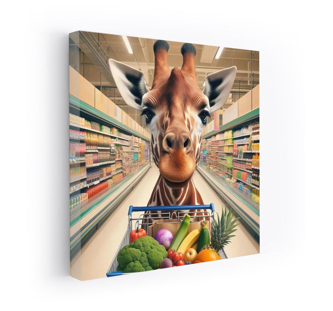 Giraffe on Shopping: A Cheerful Guest of the Supermarket