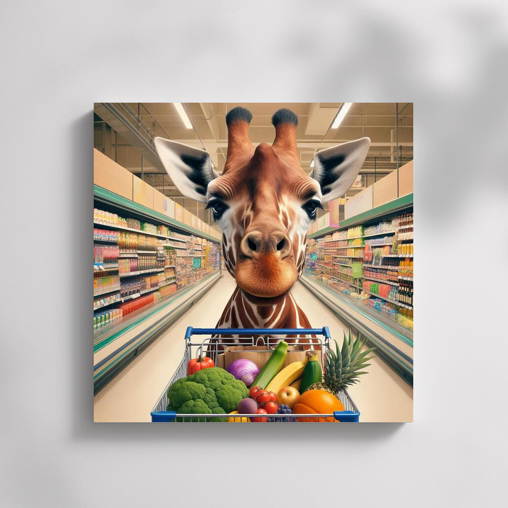 Giraffe on Shopping: A Cheerful Guest of the Supermarket