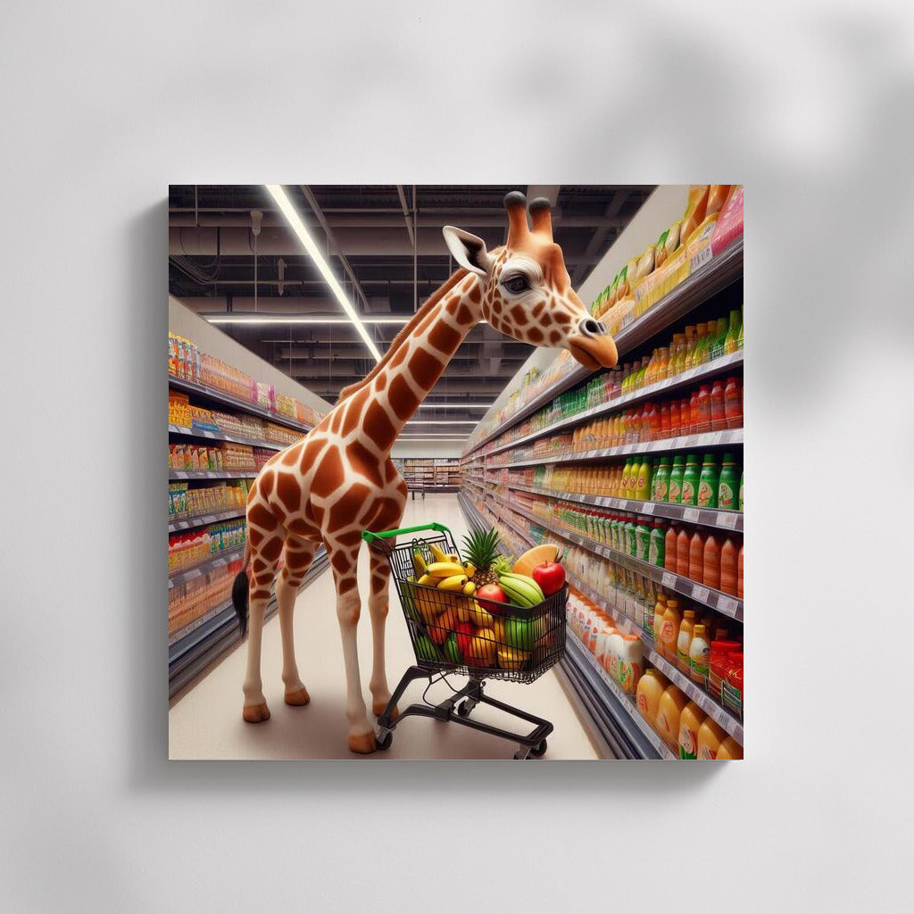 Giraffe with Trolley: Supermarket Adventure