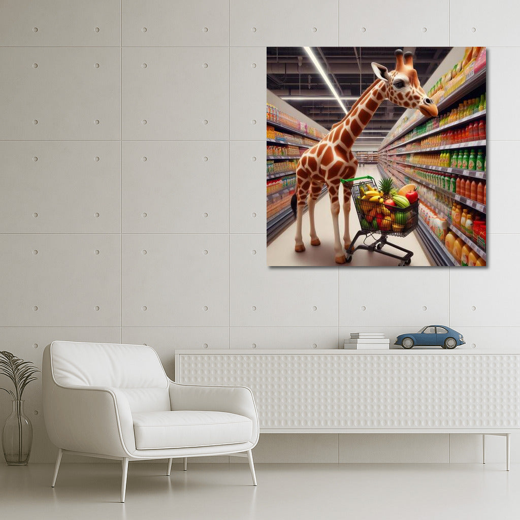 Giraffe with Trolley: Supermarket Adventure