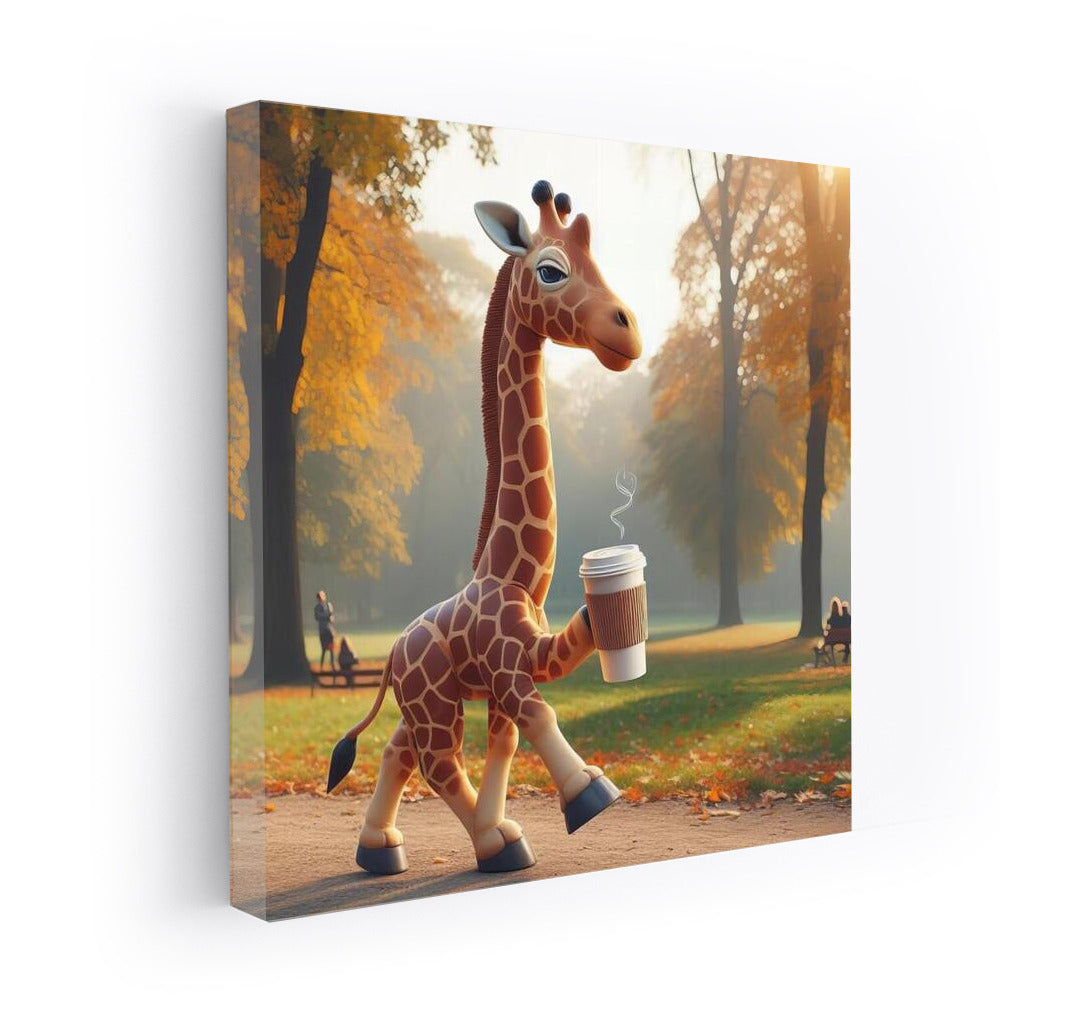 Giraffe with Coffee in the Park: A Smile for Every Day